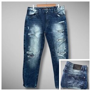 Southpole‎ Jeans Mens 34x30 Distressed Thrashed Fades Moto Skater Grunge